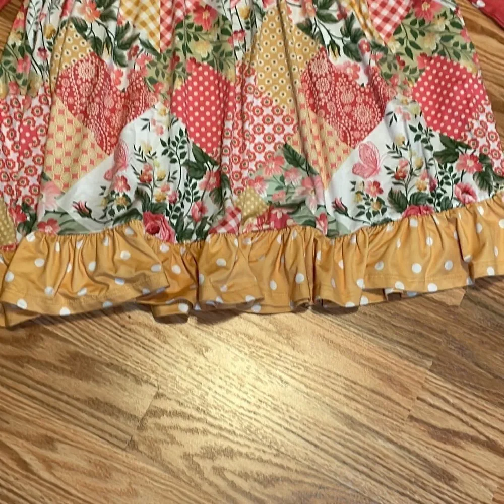 Millie Loves Lily Dress, coral sage yellow, 8